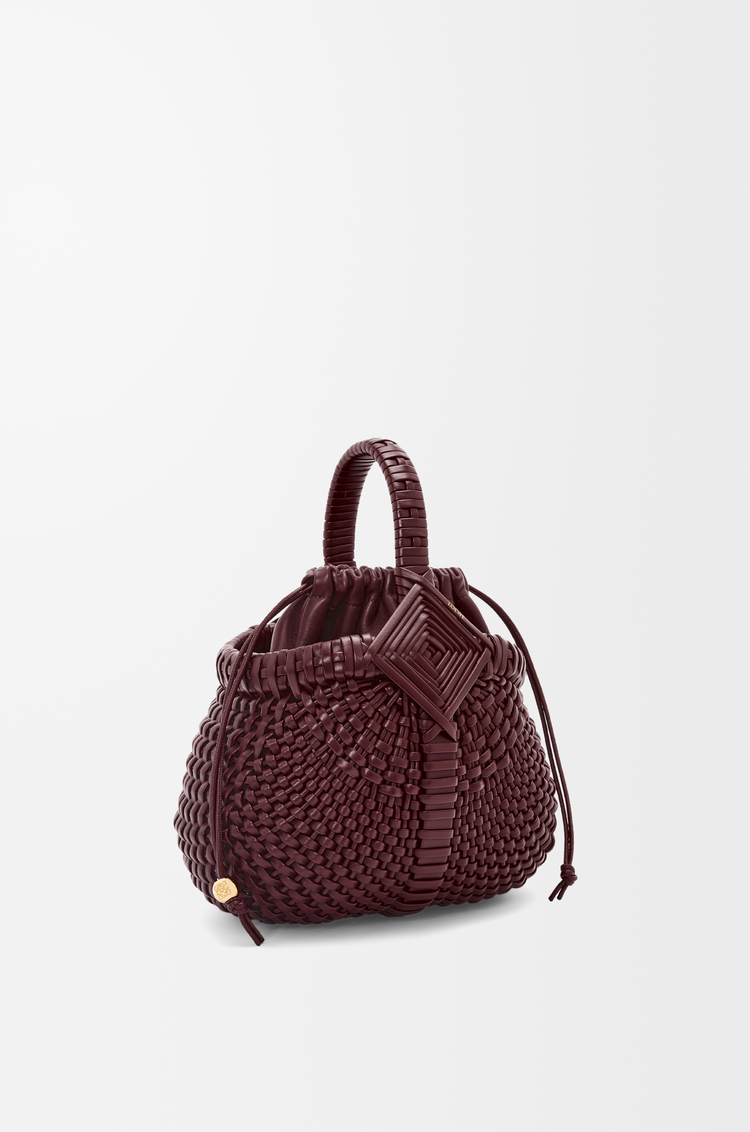LOEWE Mini Diamond round basket in calfskin Dark Burgundy