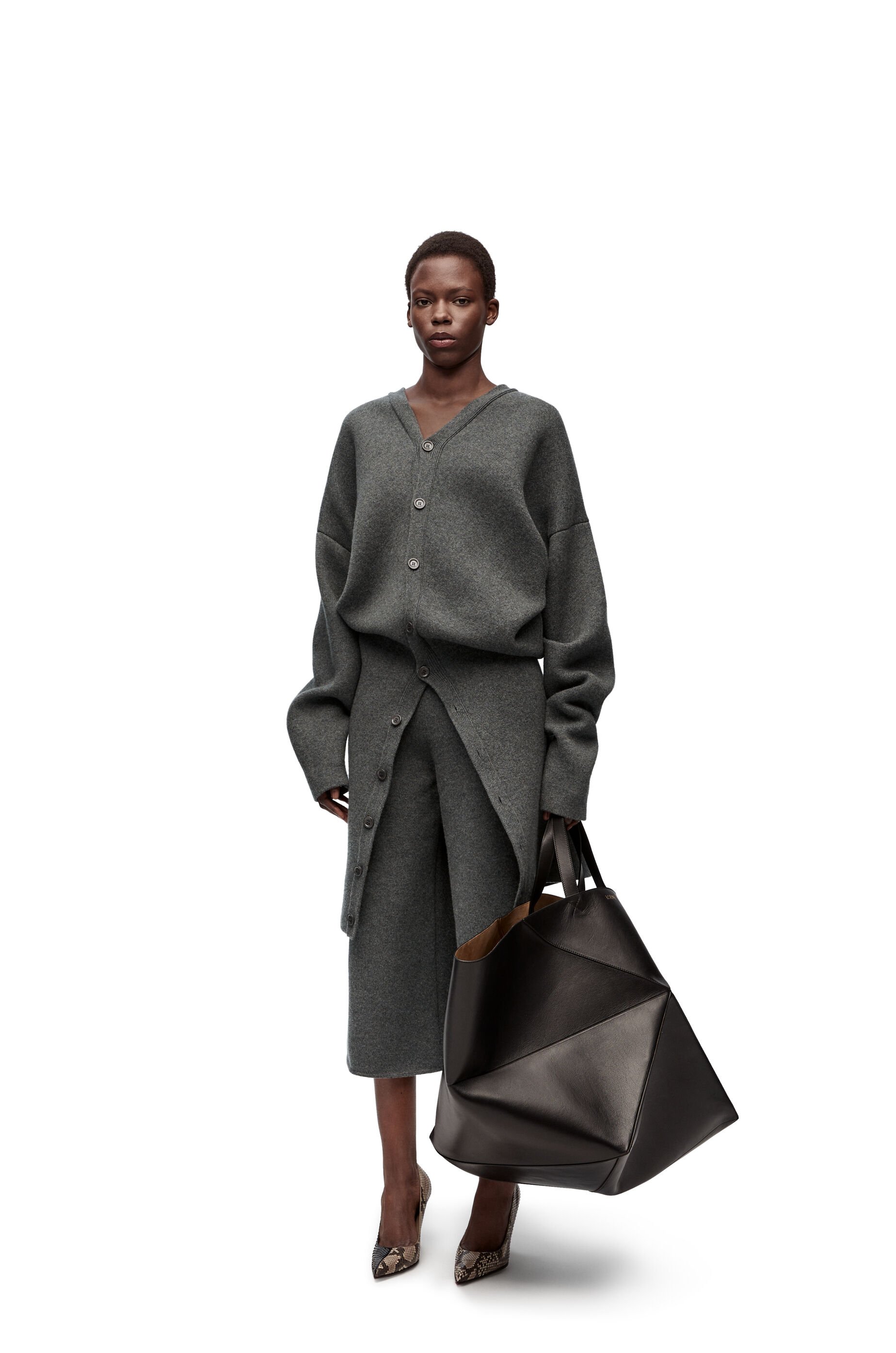 Draped wool coat shop