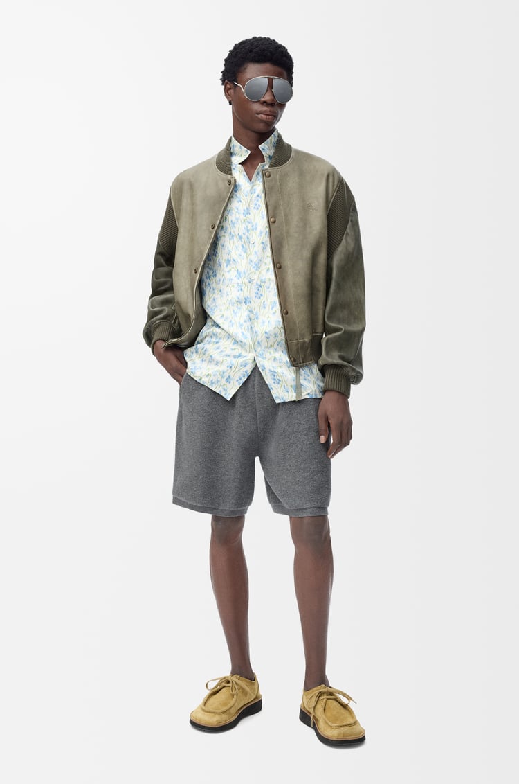 LOEWE Short en laine mélangée Grey Melange/White