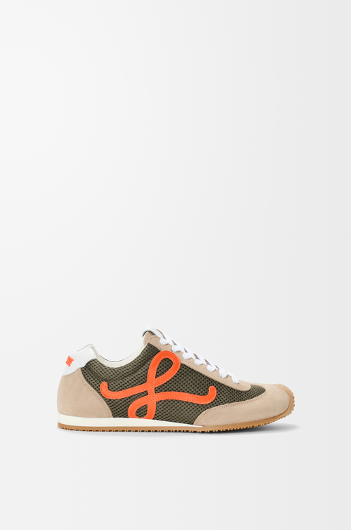 LOEWE Ballet Runner 2.0 in suede and mesh Khaki Green/Orange/Light Khaki