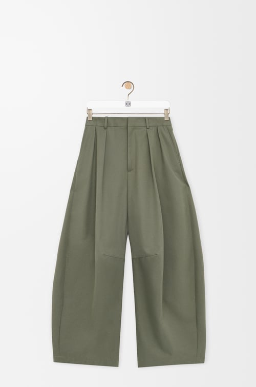LOEWE Barrel trousers in cotton and silk Khaki Green