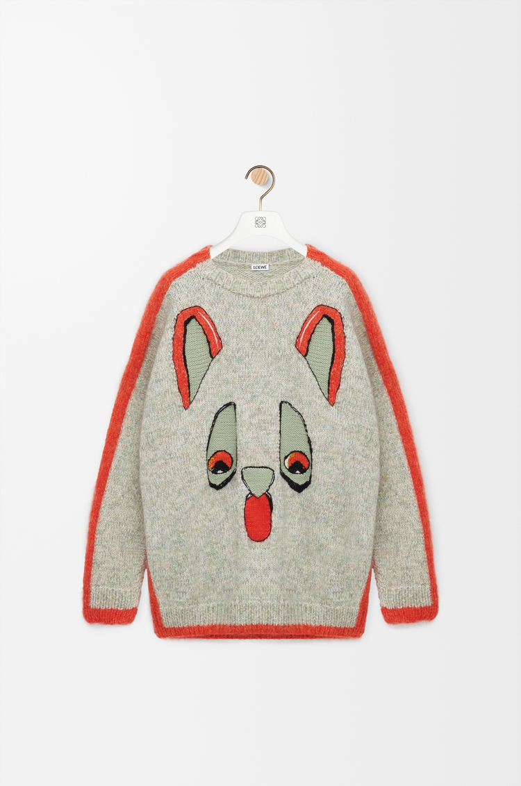 LOEWE Pullover aus Wolle White/Orange/Blue