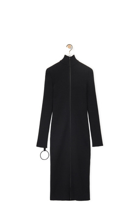 LOEWE Zip up midi dress in wool Black