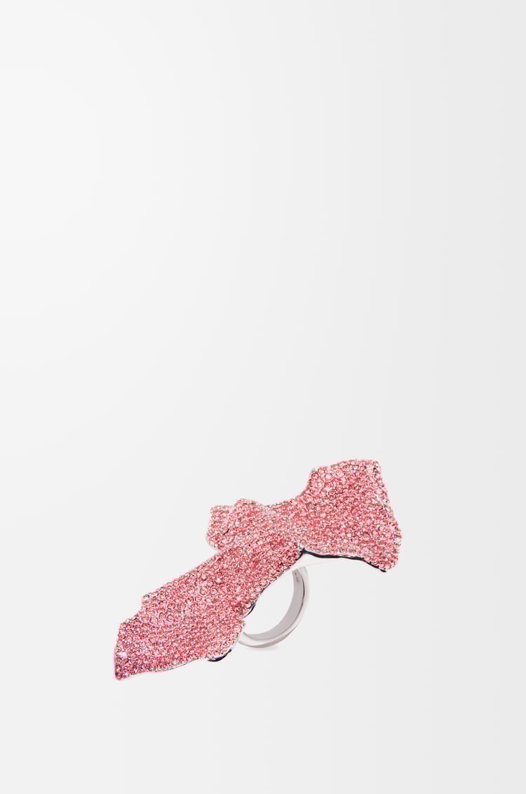 LOEWE Glitter Fragment large ring in sterling silver and crystals  Silver/Rose Peach