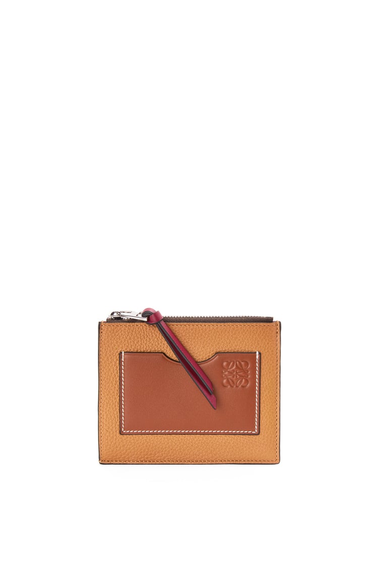 LOEWE Large coin cardholder in soft grained calfskin 淺焦糖色/胡桃色