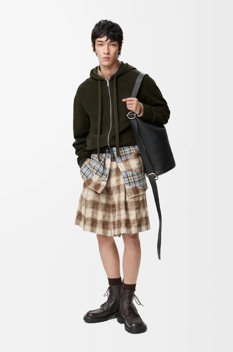 LOEWE Anagram zip-up hoodie in wool Khaki Green