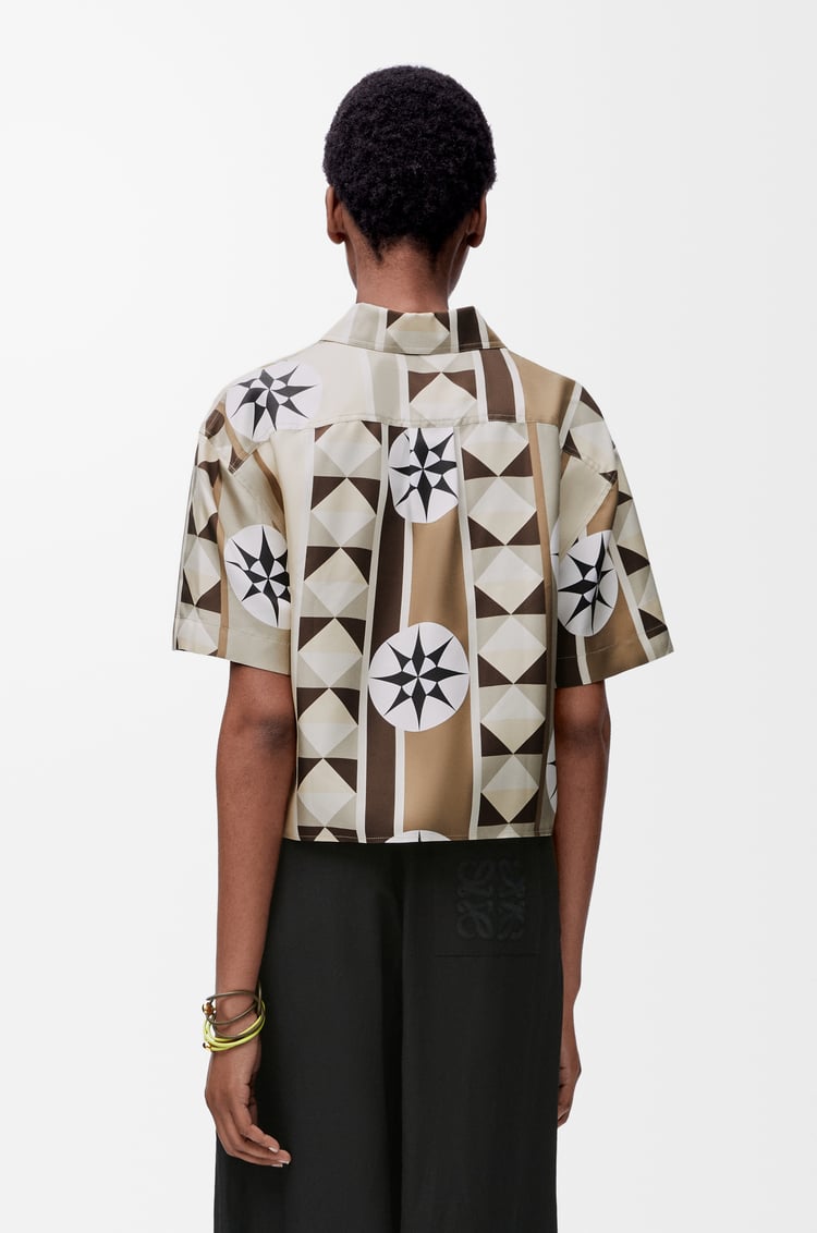 LOEWE Short sleeve shirt in silk Beige/Multicolor
