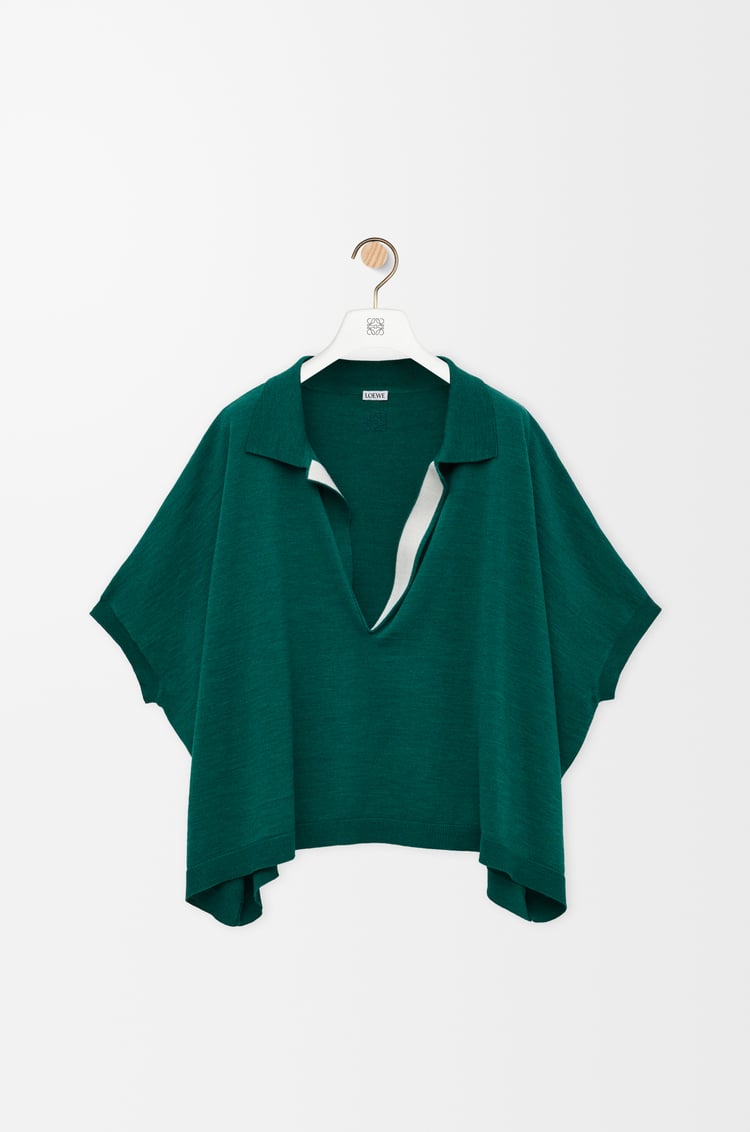 LOEWE Polo sweater in wool Green/White