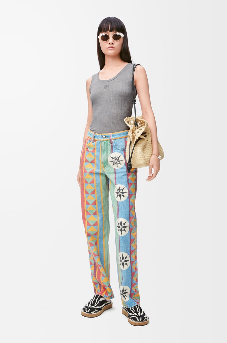 LOEWE Anagram tank top in silk Grey Melange