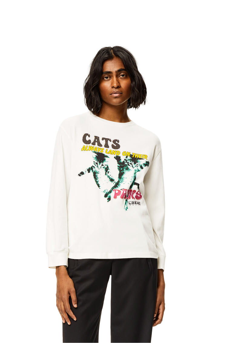 LOEWE Long sleeve Cats print T-shirt in cotton White