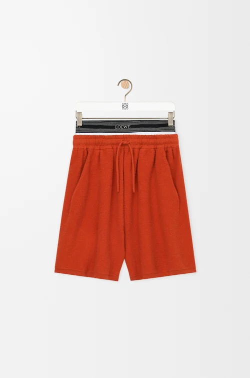LOEWE Short en laine mélangée Orange/Blanc