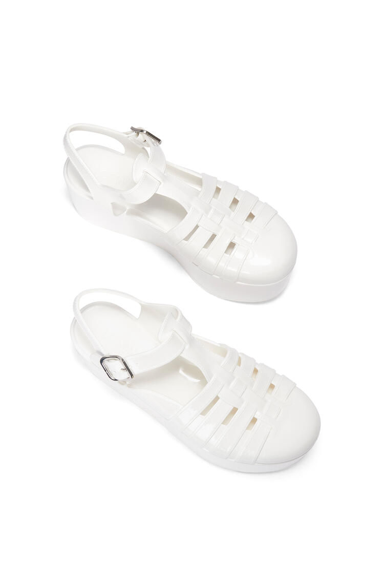 LOEWE 橡膠楔形羅馬涼鞋 亮白色