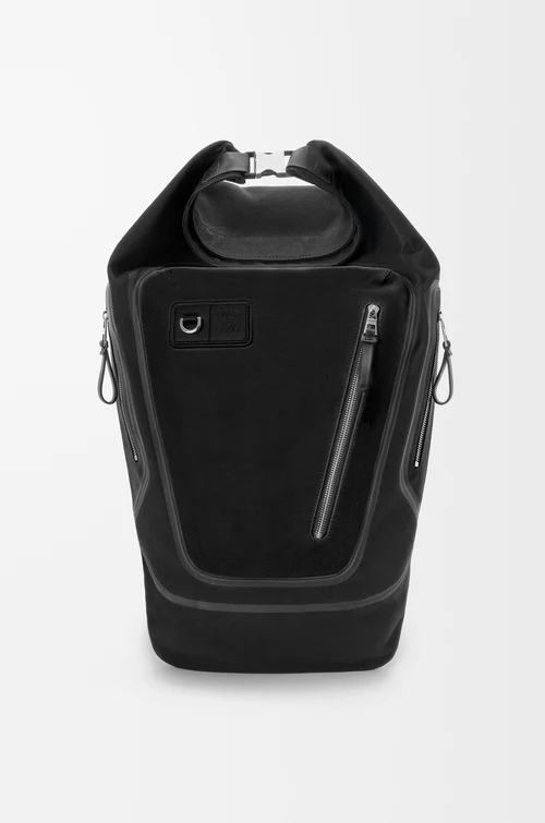 LOEWE Flex roll-top backpack in canvas and suede Black
