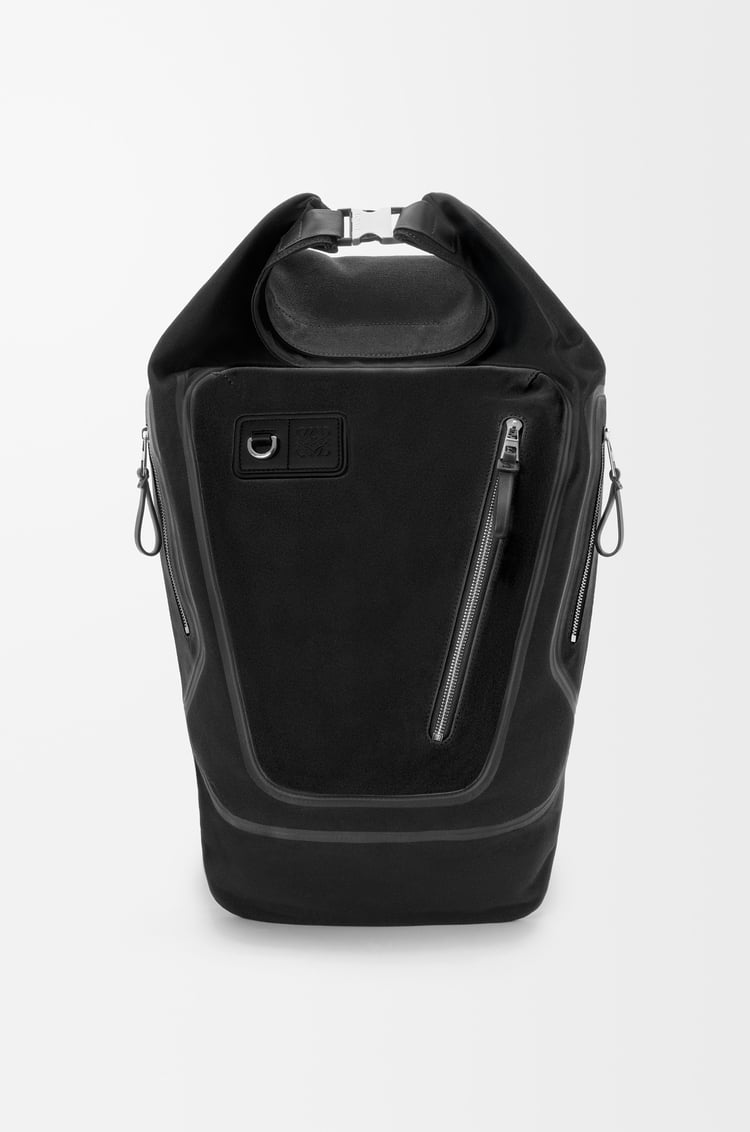 LOEWE Flex roll-top backpack in canvas and suede Black