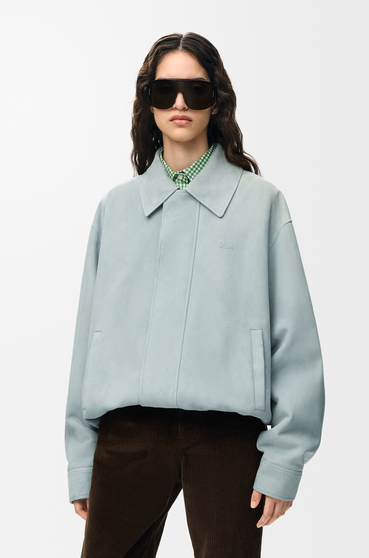 LOEWE Chaqueta con cordón de ajuste en ante de piel de cordero Gris Azulado