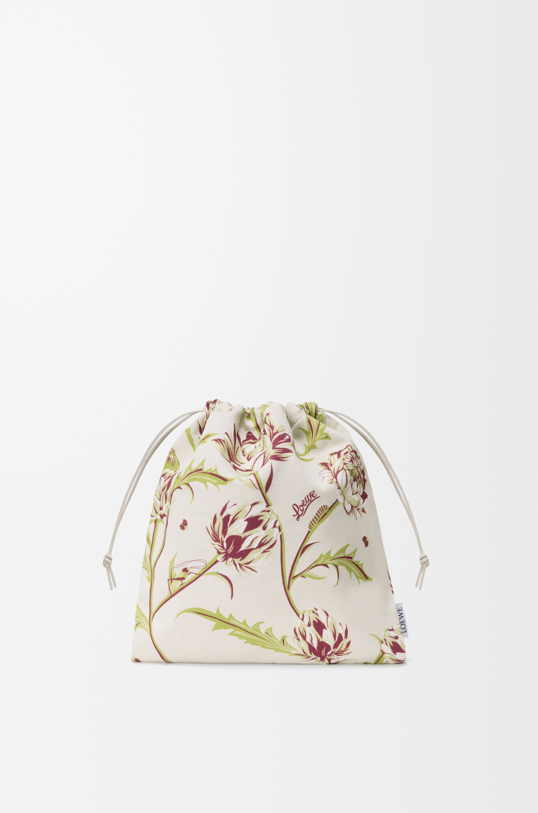 LOEWE Artichoke small drawstring pouch in canvas Soft White