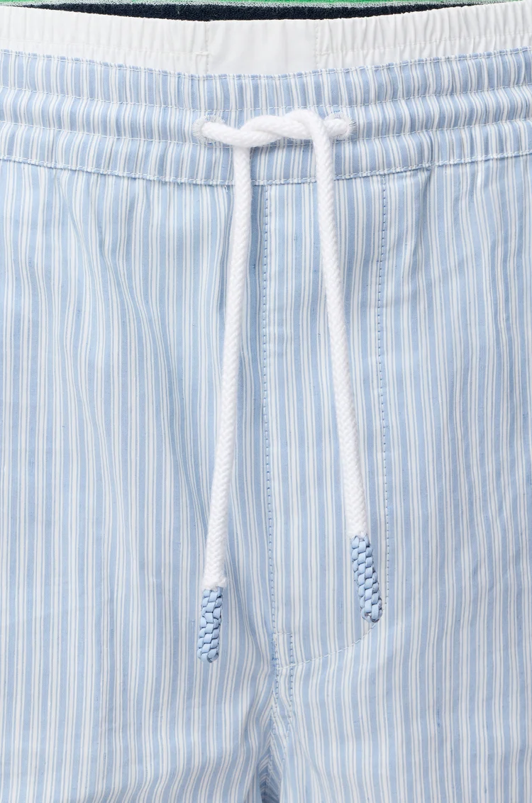 LOEWE Drawstring shorts in technical linen blend White/Light Blue