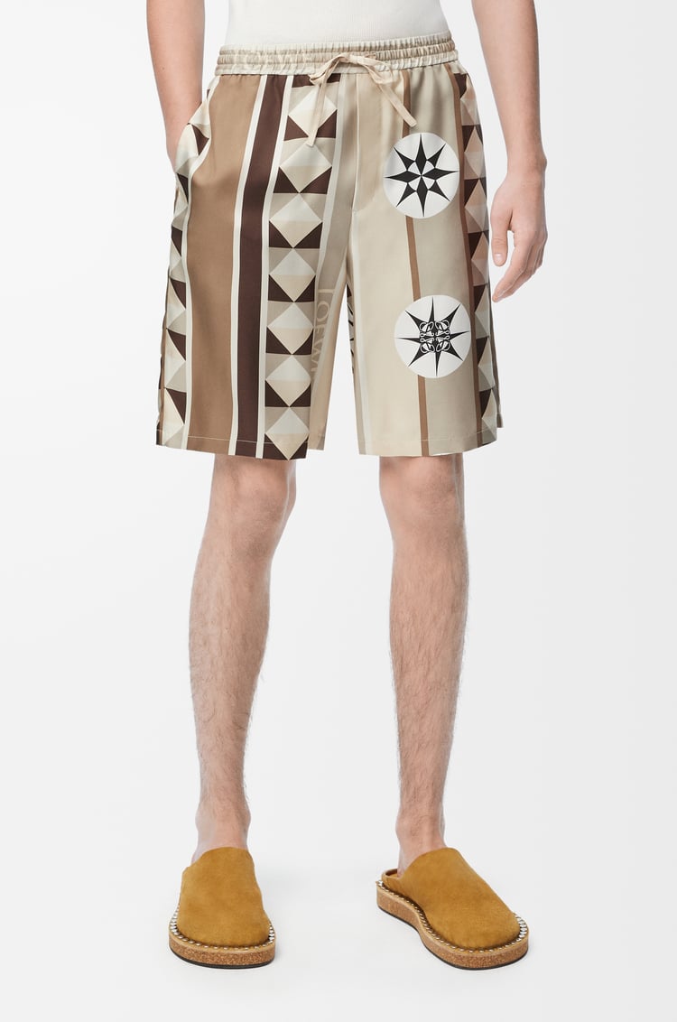 LOEWE Shorts in silk Beige/Multicolor