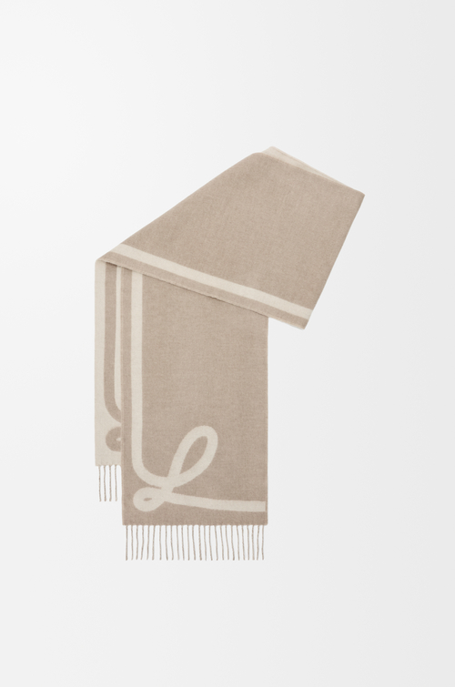 LOEWE Scarf in wool and cashmere Taupe/Ecru