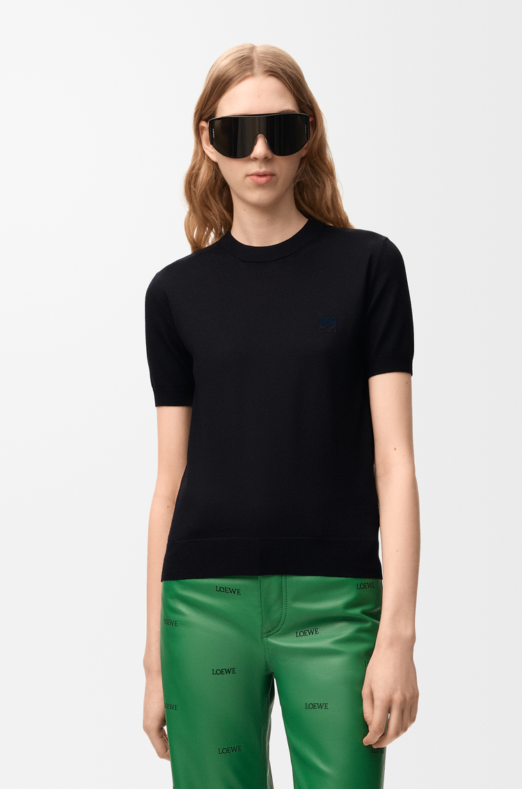 LOEWE Top en lana merina Negro/Azul Marino