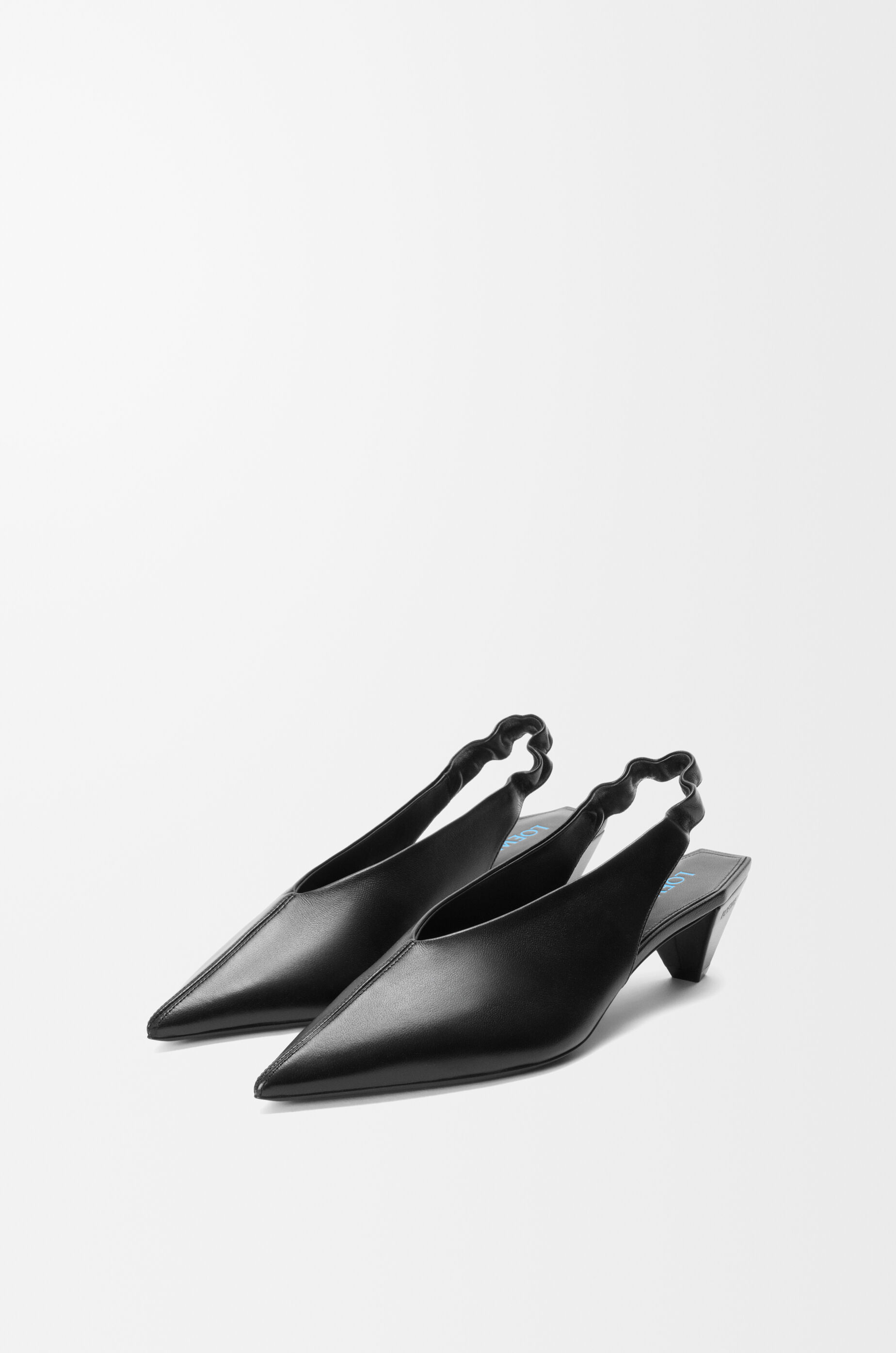 LOEWE ローヒール　23.5 Origami Cubic slingback in lambskin Black - LOEWE USA Official Website