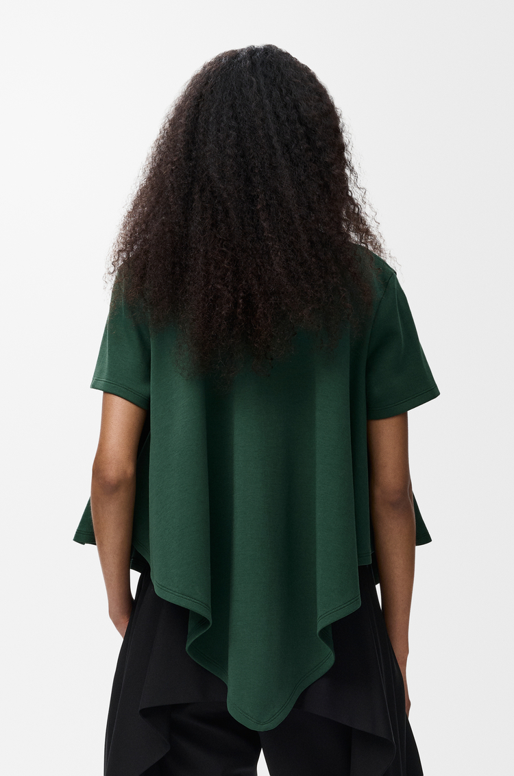 LOEWE T-shirt a mantella in misto cotone Verde Scuro