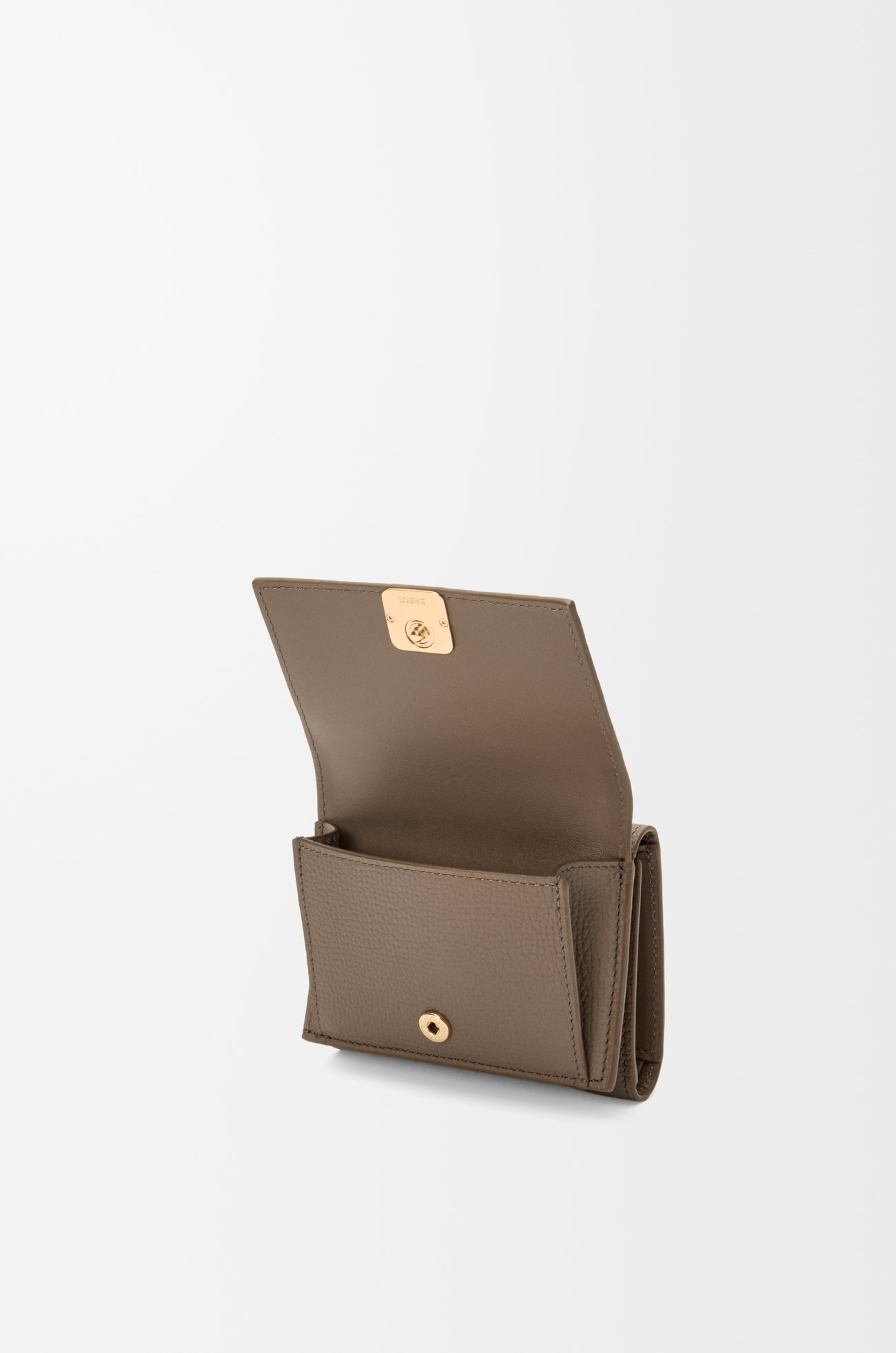 LOEWE Anagram trifold wallet in pebble grained calfskin Taupe