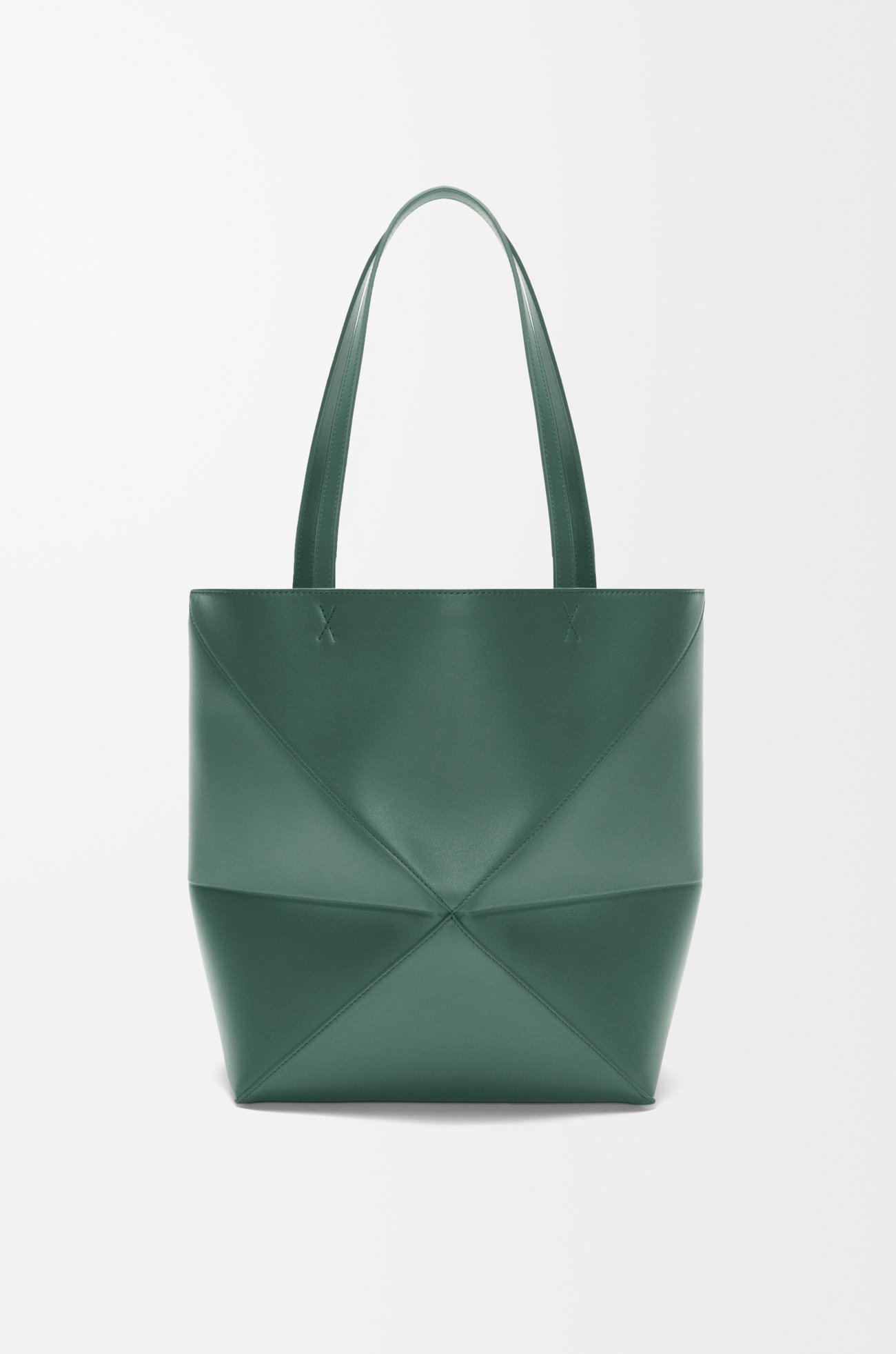 LOEWE Borsa Puzzle Fold Tote media in pelle di vitello lucida Vetiver