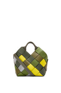LOEWE Small Surplus Leather Woven basket bag in classic calfskin Green/Green