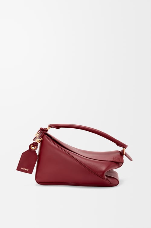 LOEWE Bolso Featherlight Puzzle pequeño en piel napa de cordero ligera Rojo Tostado