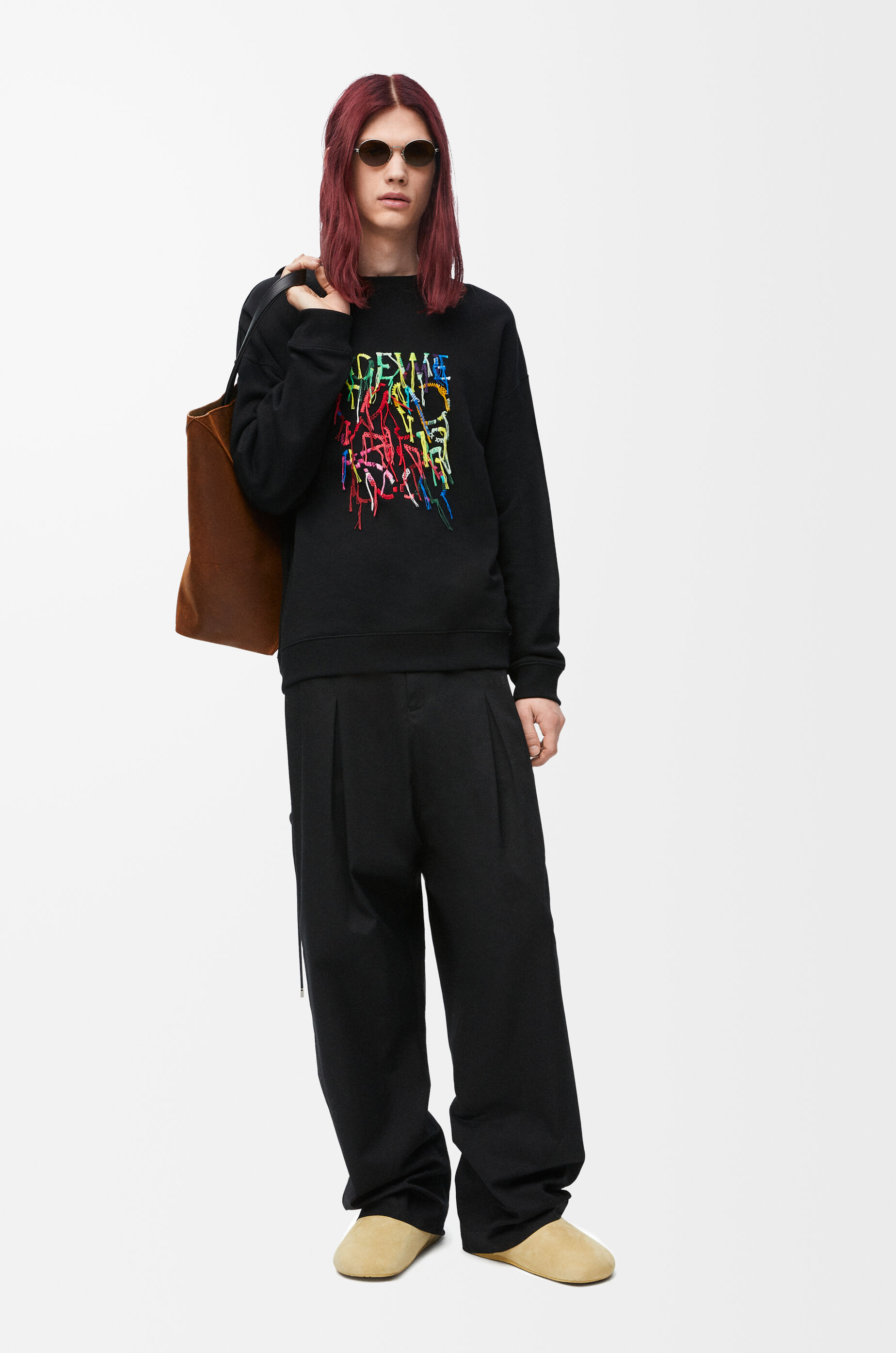 LOEWE フリース 刺繍入りスウェットシャツ
