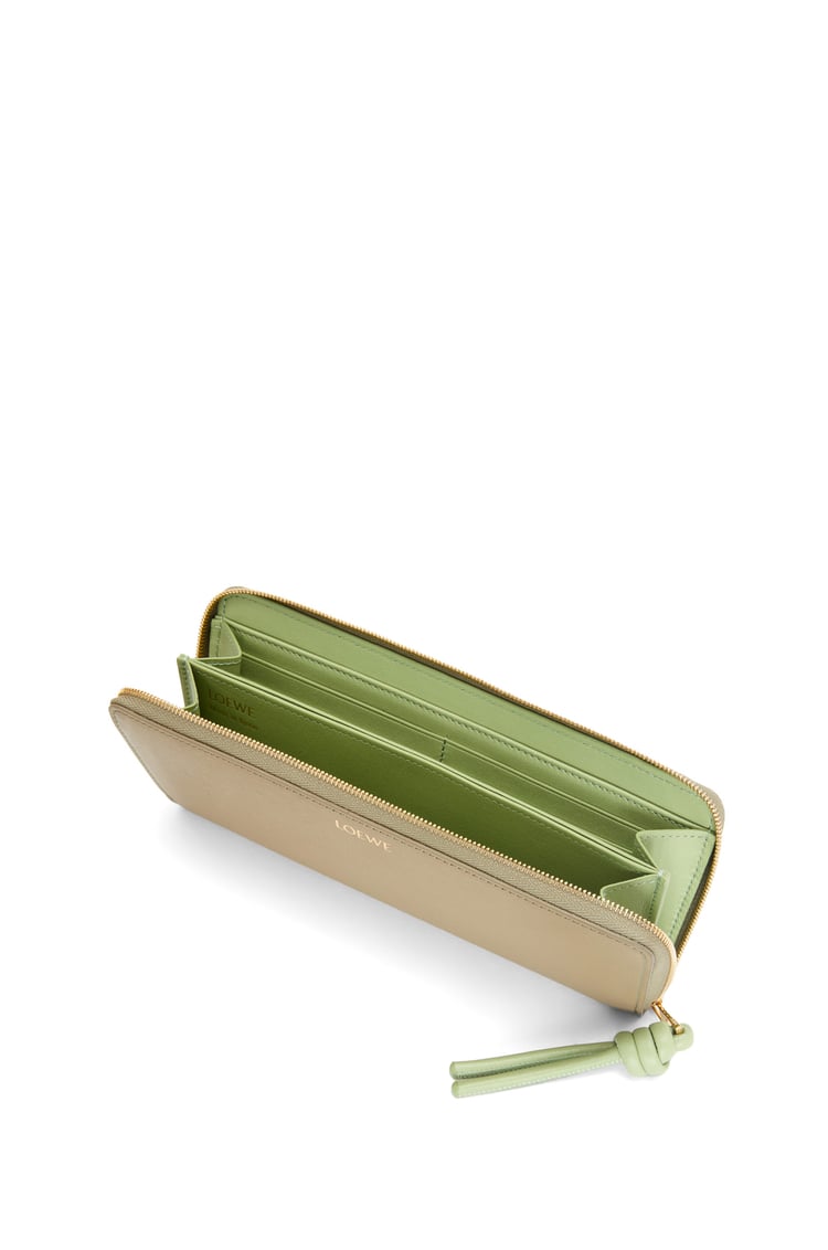 LOEWE Knot zip around wallet in shiny nappa calfskin Clay Green/Lime Green