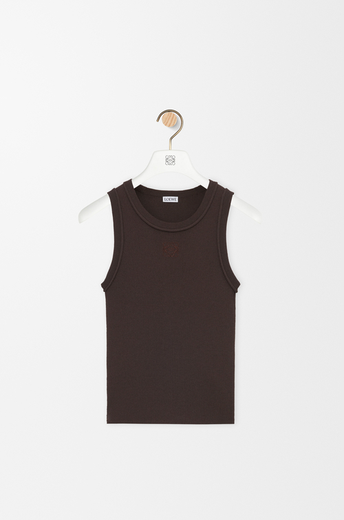 LOEWE Anagram tank top in stretch viscose Brown