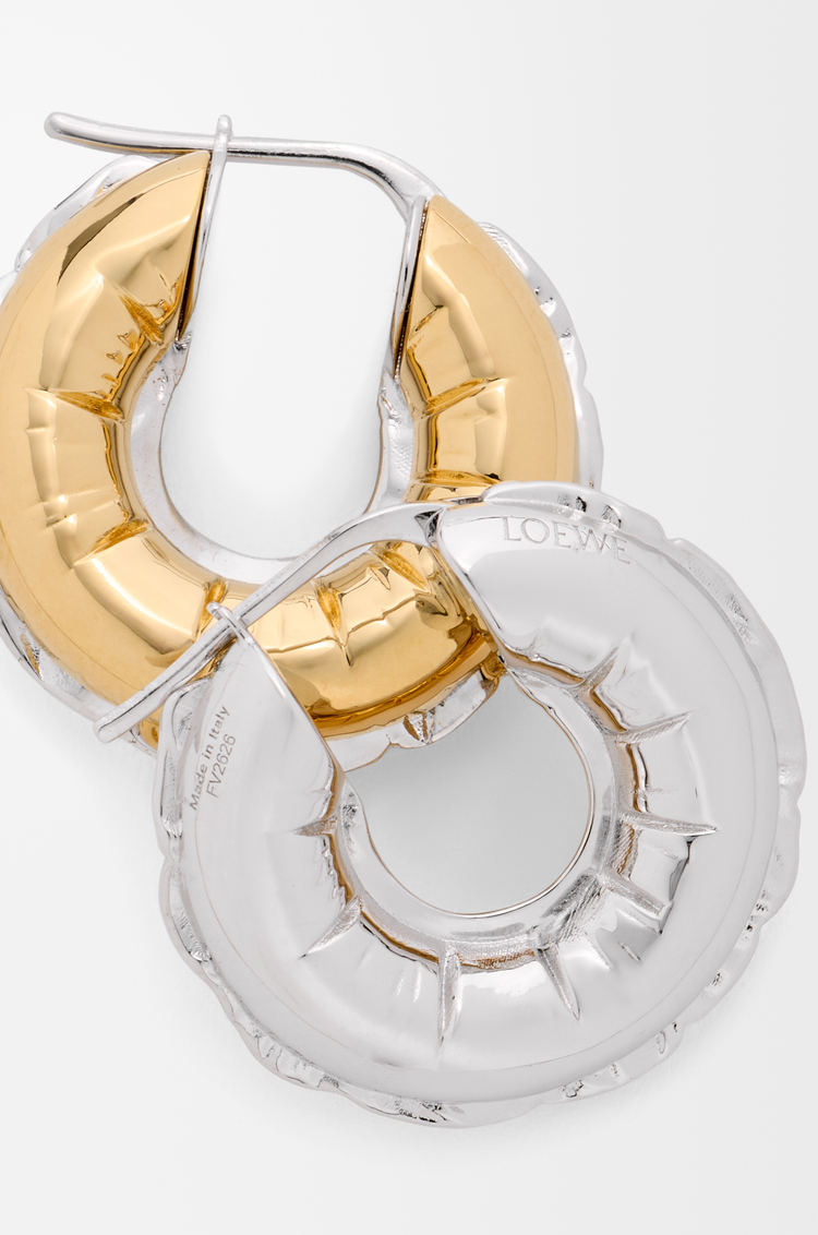 LOEWE Pendientes de aro con diseño inflado Plateado/Dorado