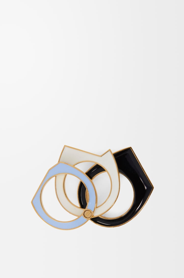LOEWE Stacked pivot ring in sterling silver and enamel Gold/White/Blue