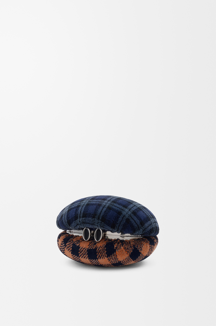 LOEWE シェル ミノディエール（チェックパターンテキスタイル&メタル） ディープネイビー/マルチカラー