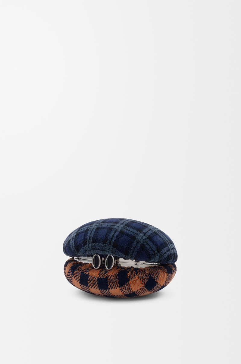 Shell minaudiere in check pattern textile and metal by LOEWE