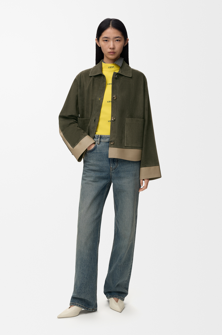 LOEWE Turn-up jacket in suede lambskin Khaki Green