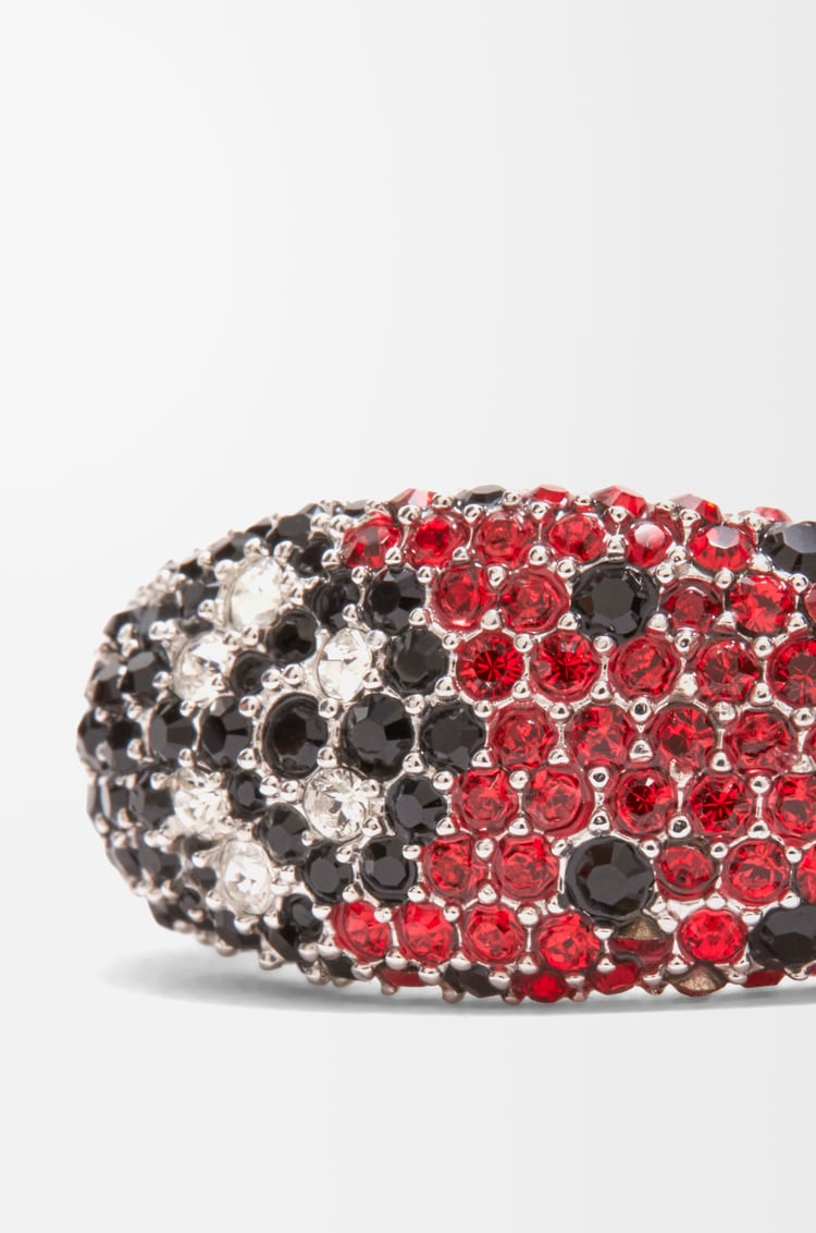 LOEWE Signet ring in sterling silver and crystals Silver/Red/Black