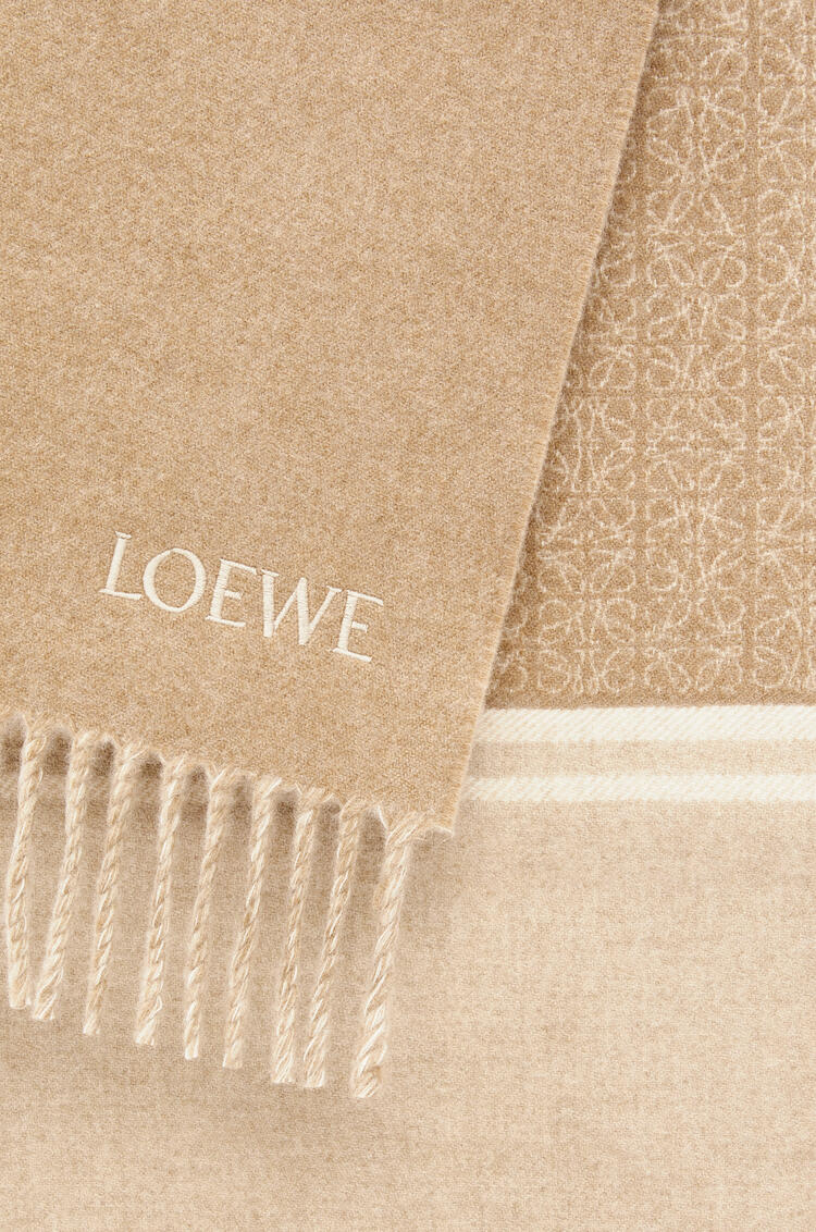 LOEWE Anagram scarf in wood and cashmere Camel/White