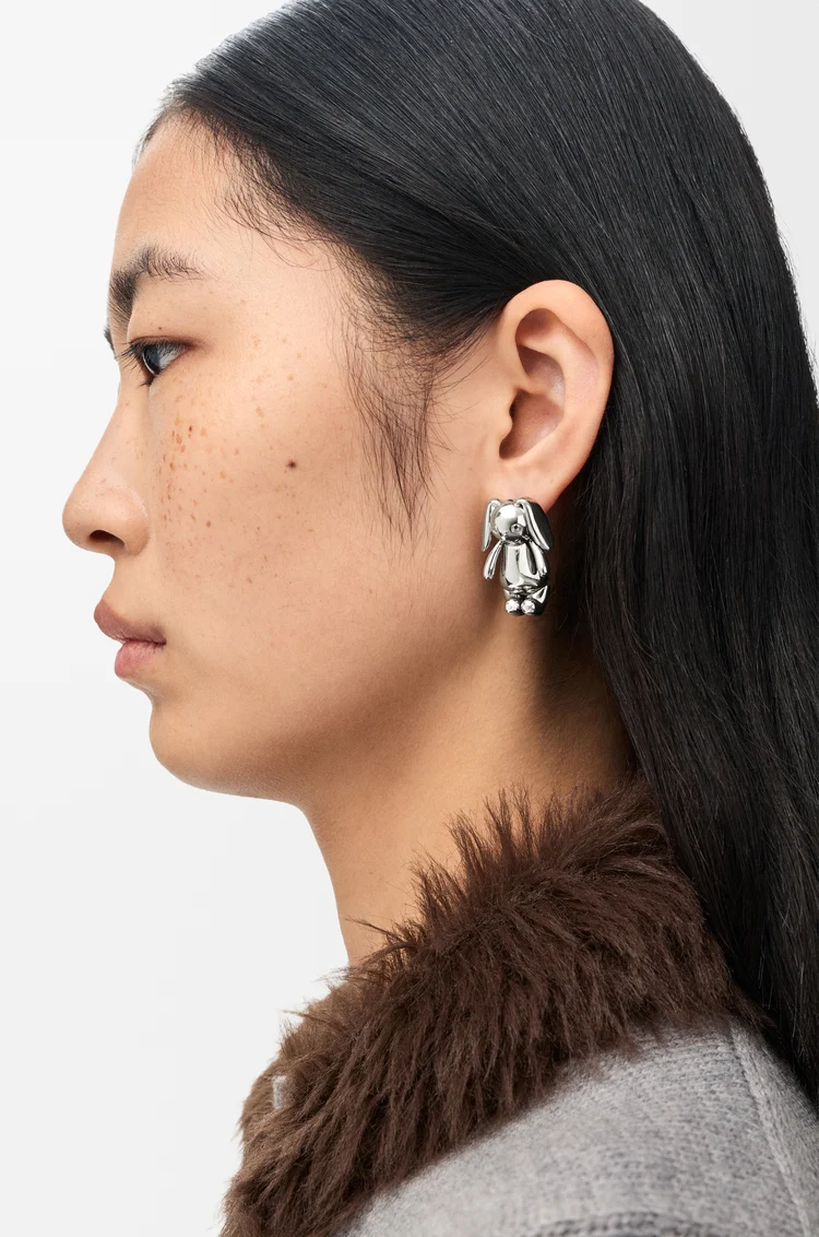 LOEWE Pendientes Bunny Plata