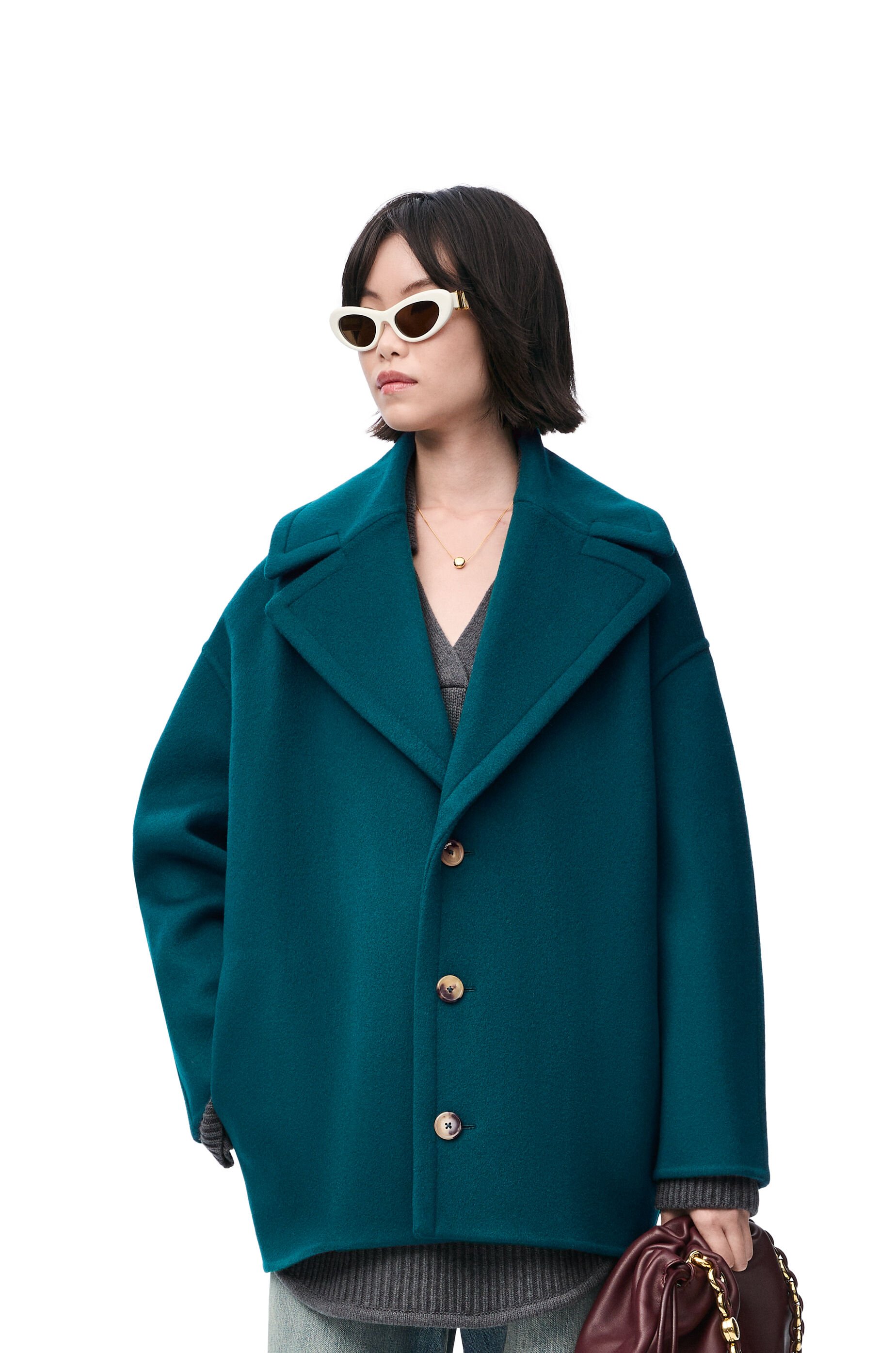 Short coat in wool Dark Green LOEWE