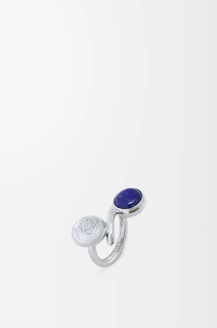 LOEWE Bague Pebble Anagram en argent sterling et lapis-lazuli Argent/Bleu