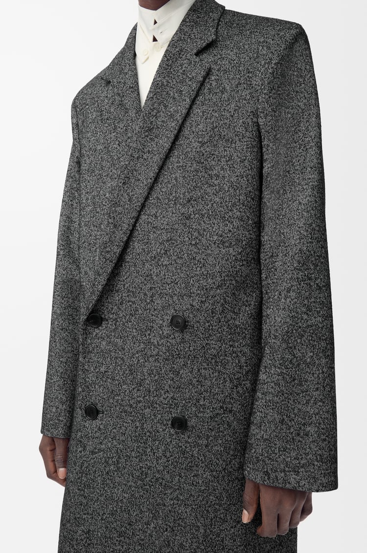 LOEWE Cappotto doppiopetto in misto lana Nero/Bianco