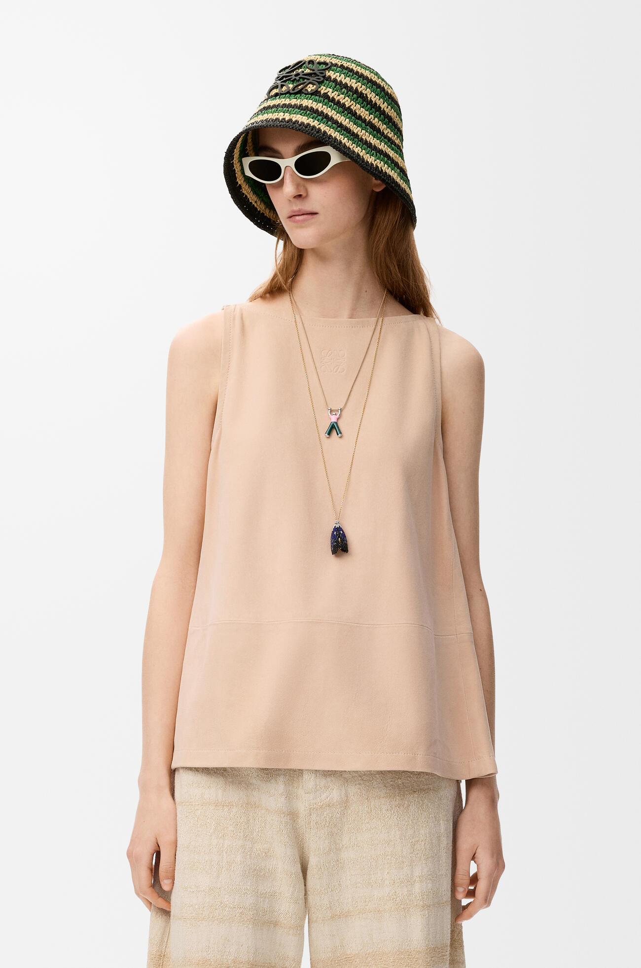 LOEWE Top in suede goatskin Sand