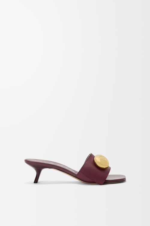 LOEWE Pebble slide in soft calfskin Burgundy