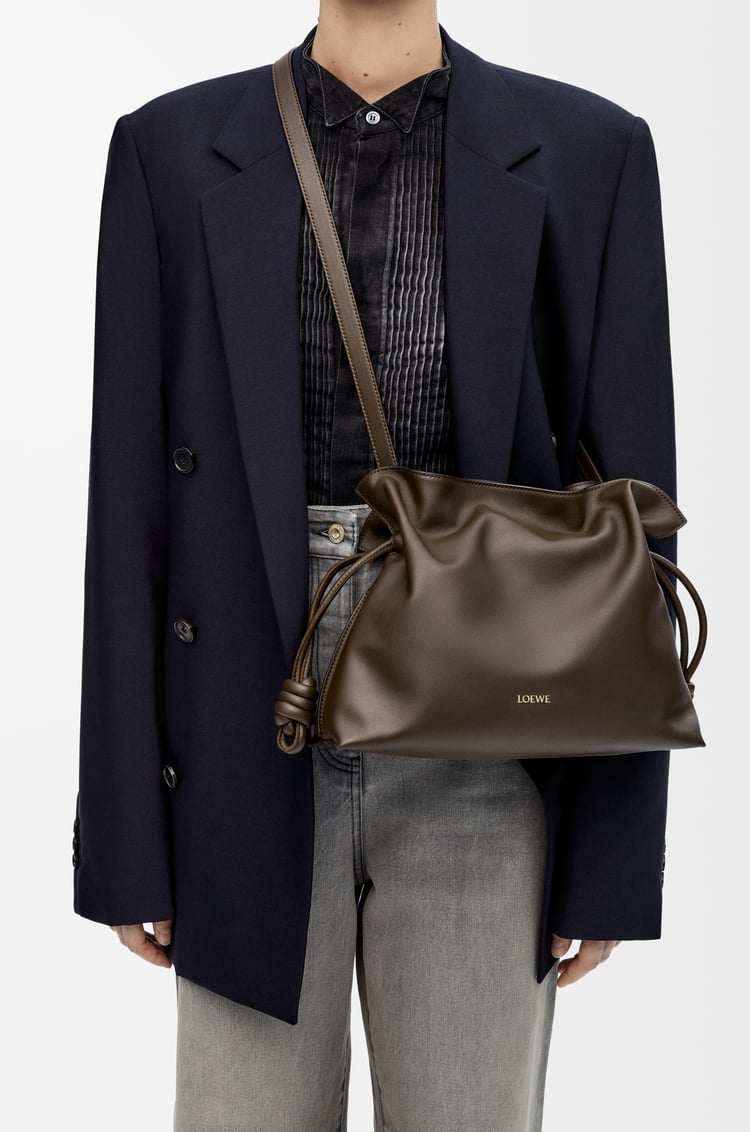 LOEWE Medium Flamenco clutch in nappa calfskin Chocolate
