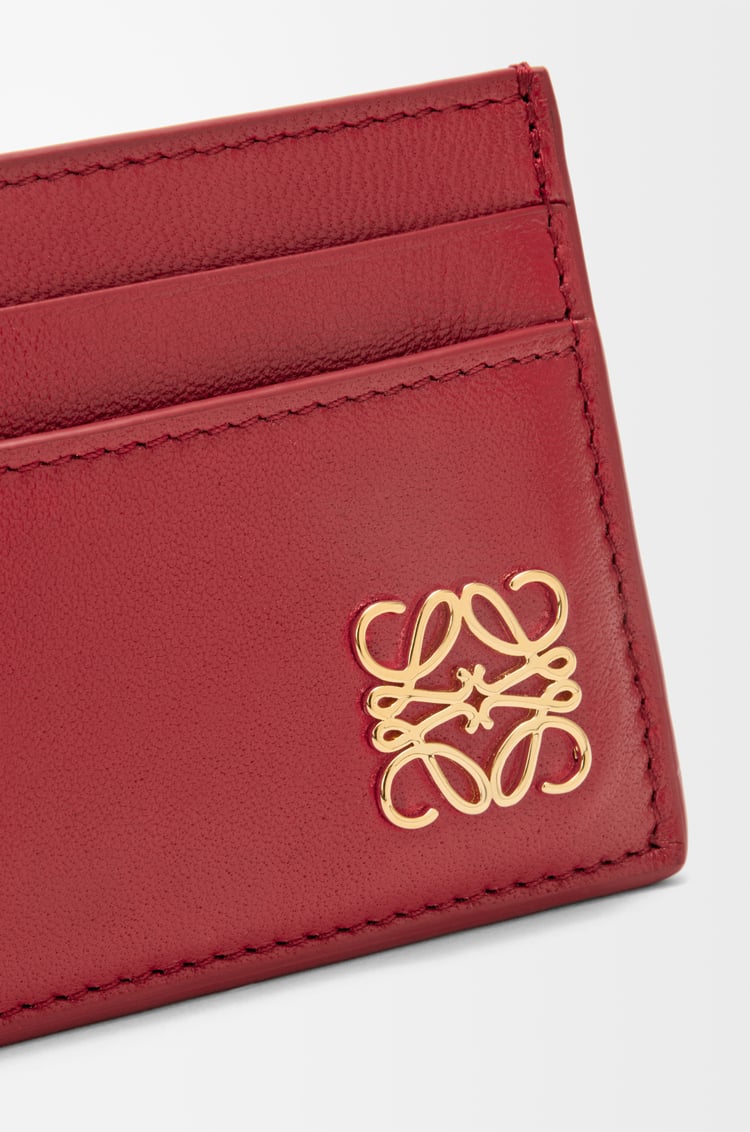 LOEWE 亮面納帕小牛皮 Puffer Anagram 素色卡夾 深紅色