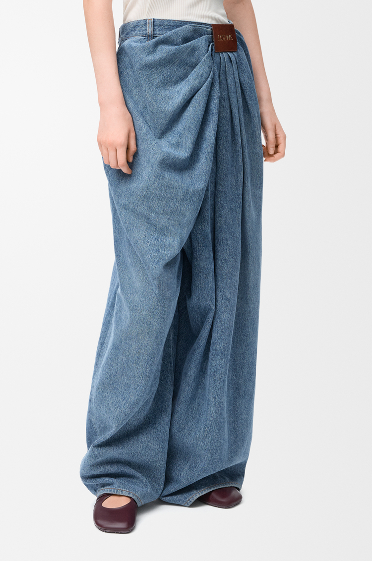 LOEWE Draped jeans in denim Indigo Blue