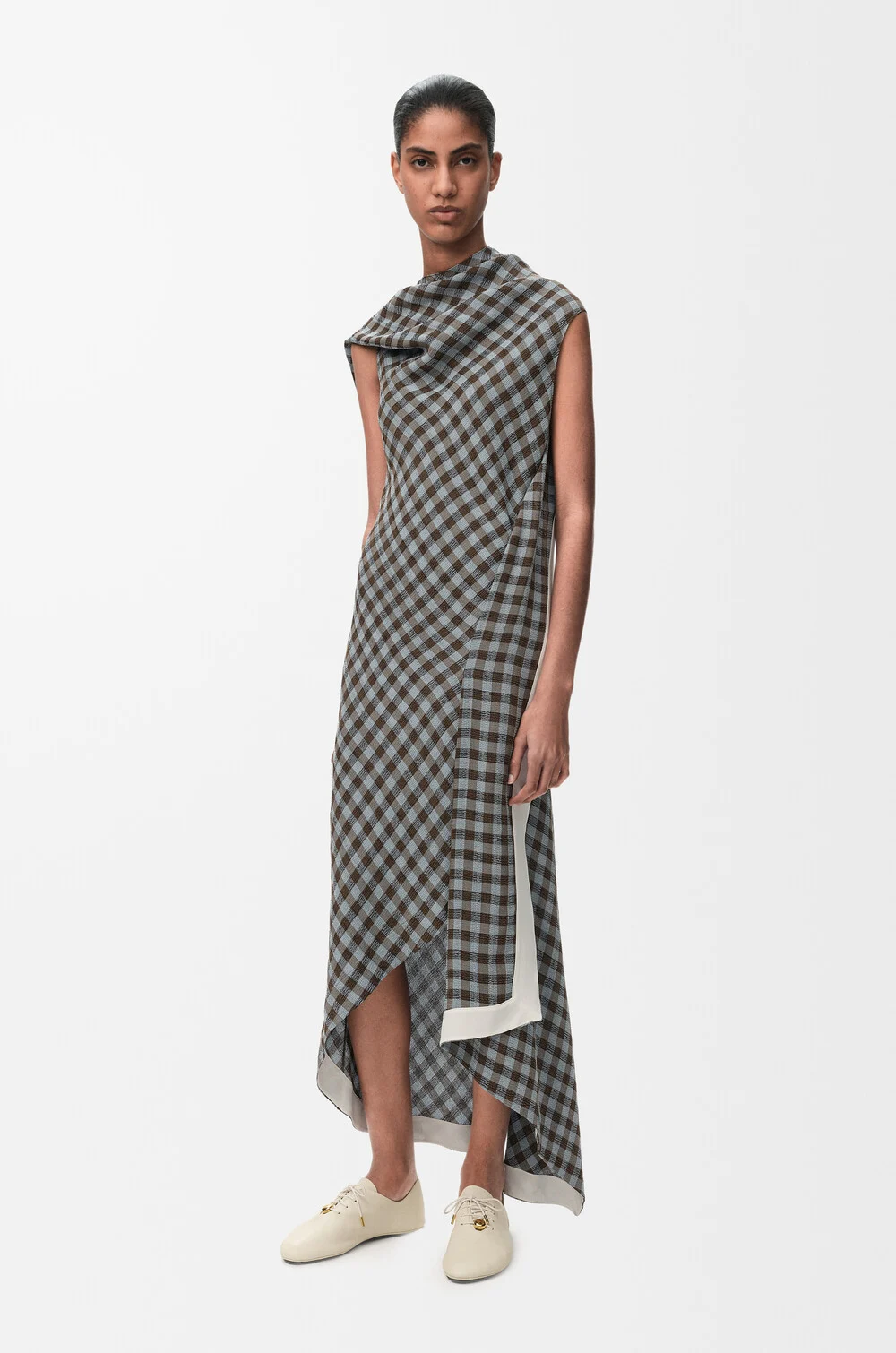 loewe dress grey Loewe Blurred Print Tube Dress in Grey & Multi